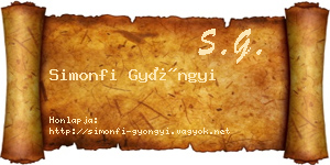 Simonfi Gyöngyi névjegykártya