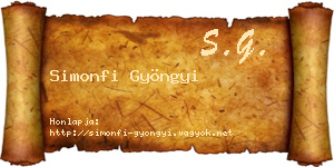 Simonfi Gyöngyi névjegykártya